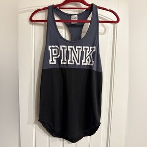 PINK Victoria's Secret Women's Black and Gray Workout Tank Top